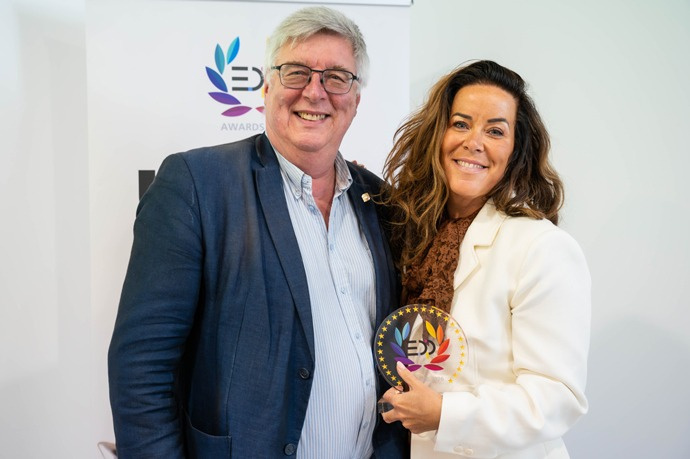 At the EDP Awards 2026 Ceremony *Left: Jean Poncet, President of EDP Right: Danna Drion, Marketing Manager, Mimaki Europe