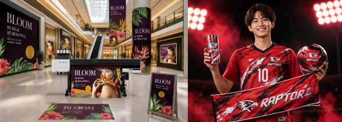 Fig. 3: Large Order for Signs (Left) / Examples of Brand Promotional Items (Right)