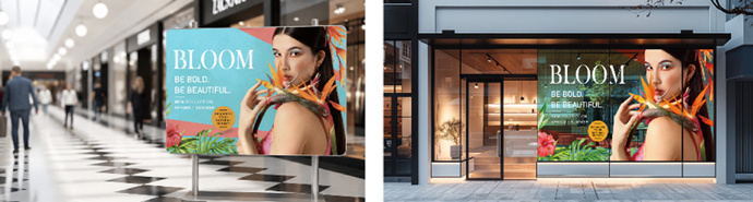 Fig. 1: Sign Installation Example (Left), Glass Installation Example (Right)