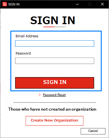 Mimaki Cloud Gateway Sign-in window