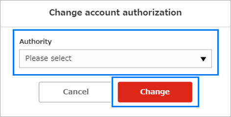 Change Account Authorty dialog