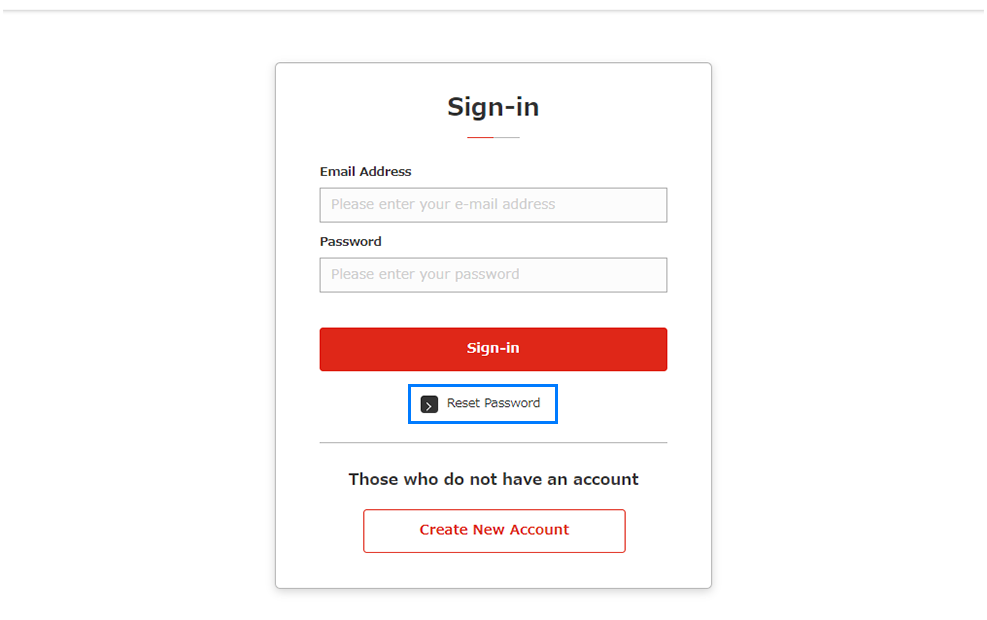 Reset Password window