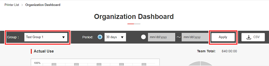 Screen for selecting groups for aggregation