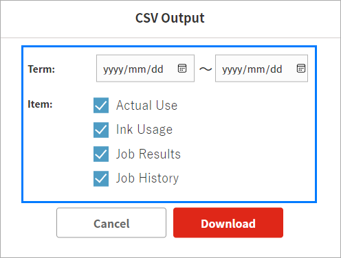CSV Output Dialog