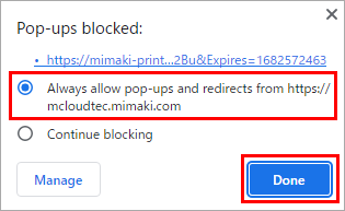 pop-up blocking dialog