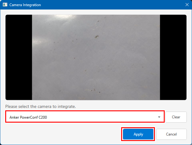 Camera Integration Screen