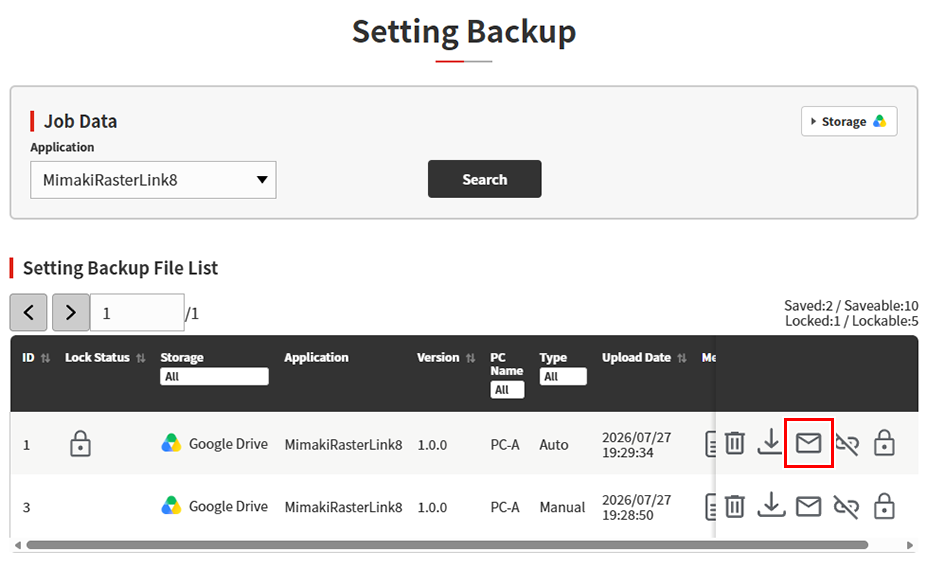 Settings Backup_Click Send Mail