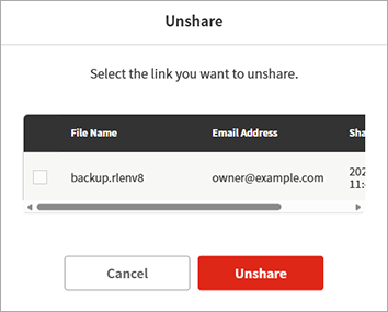 Settings Backup_Unshare Dialog