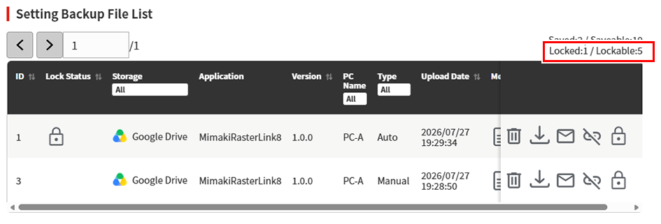 Settings Backup_Number of Lockable Items