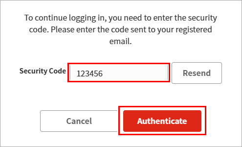 Two-Factor Authentication_Security code entry dialog