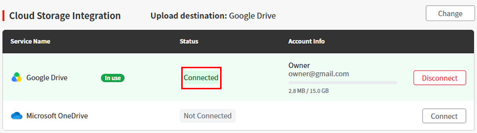 Cloud Storage Integration_Linked window