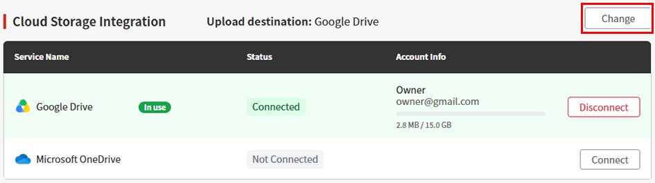 Cloud Storage Integration_Click Change
