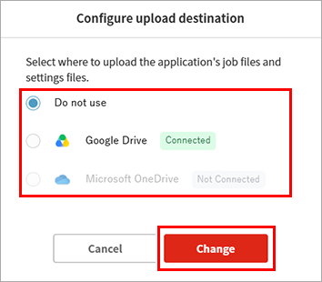 Cloud Storage Integration_Upload destination setting dialog