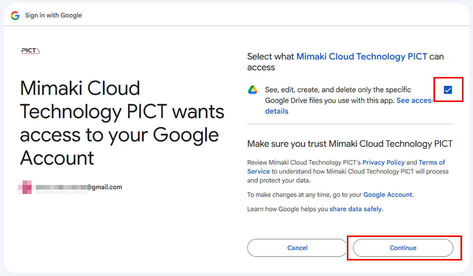 Cloud Storage Service_Click Continue