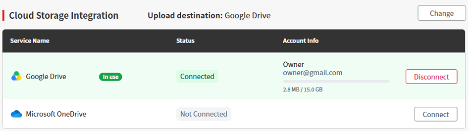 Cloud Storage Service_GoogleDrive connection complete