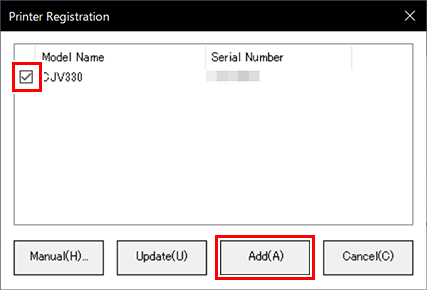 Printer Registration Dialog