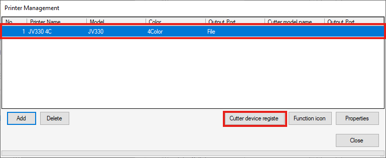 Printer management screen