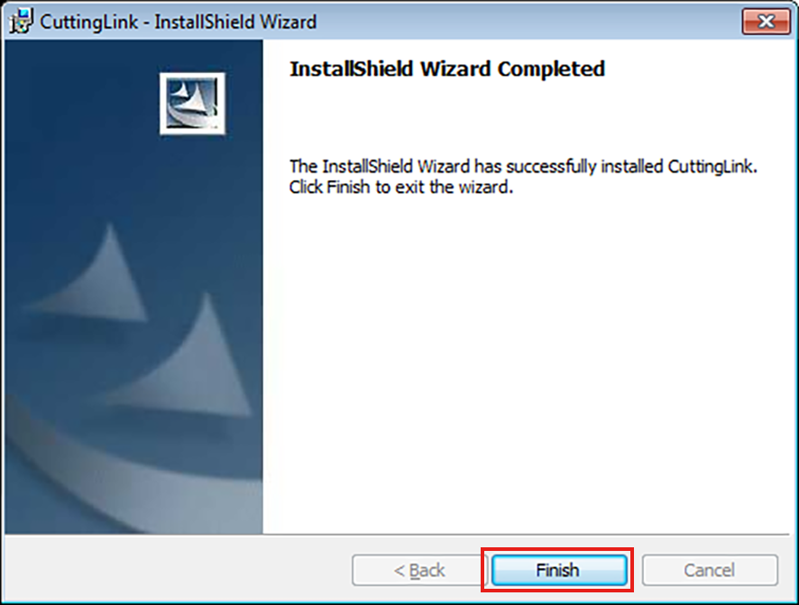 Installation completion screen of CuttingLink installer