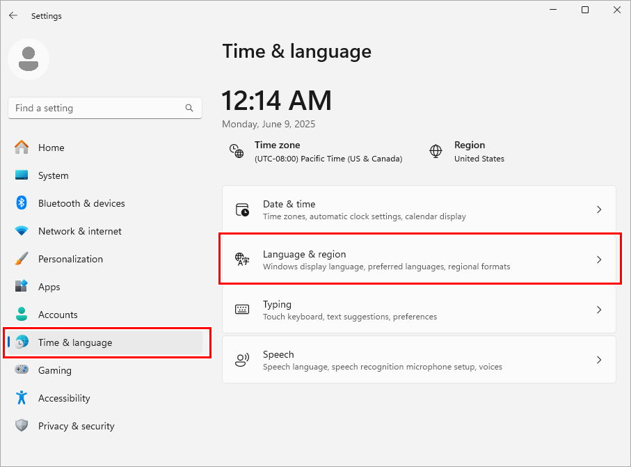 Windows Settings Screen