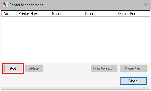 Printer management screen