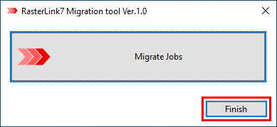 Migration tool Finish selection screen