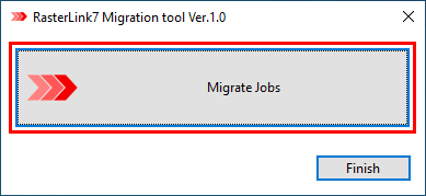 Job migration selection screen of Migration Tool