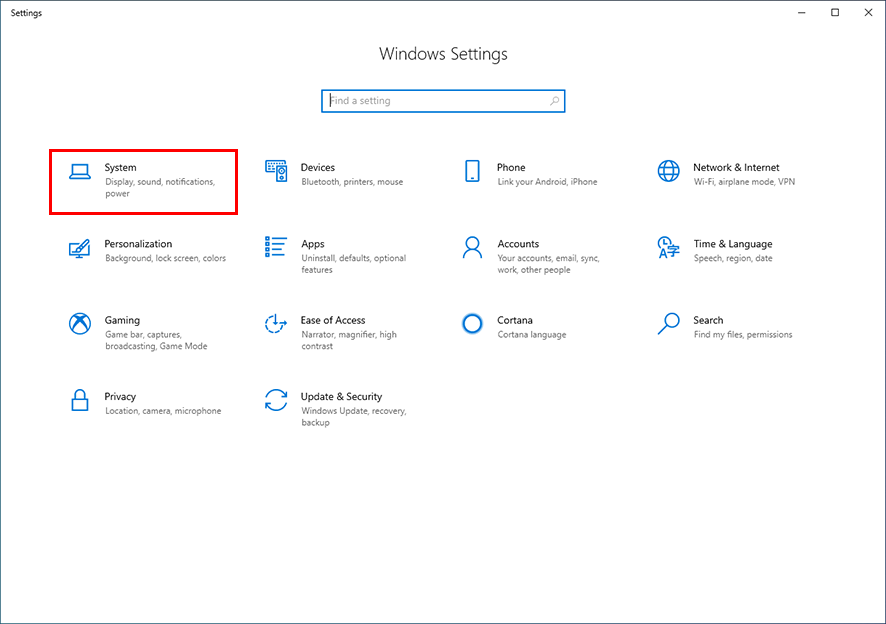 Windows Settings screen