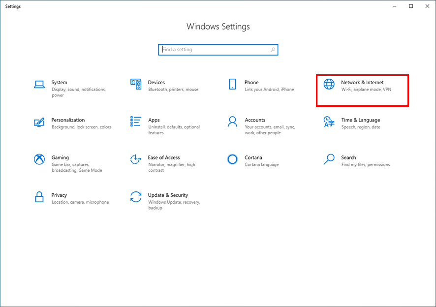 Windows Settings screen