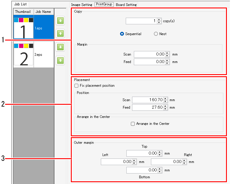 RasterLink7 [Ref] | PrintGroup - Screen Layout