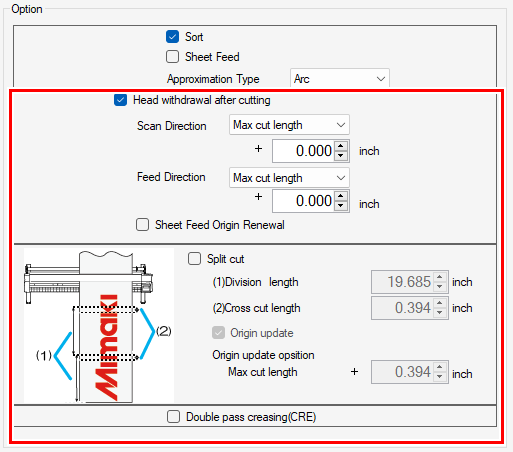 Optional items for cutting devices