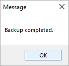 Backup Completion Dialog