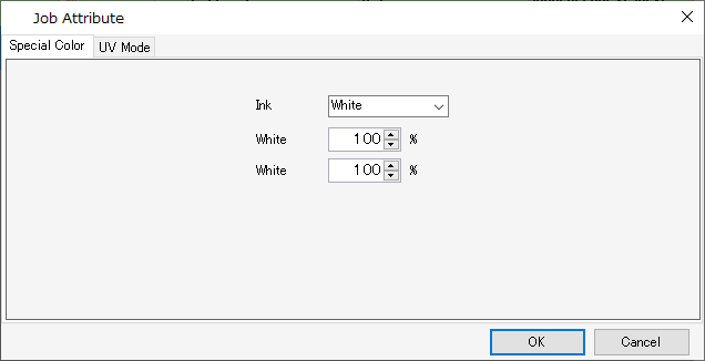 Job attributes dialog with special color selected