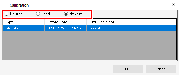 Calibration setting screen