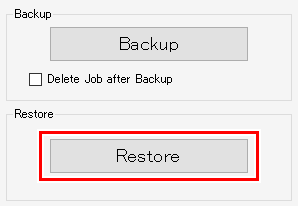 Select file name to restore screen