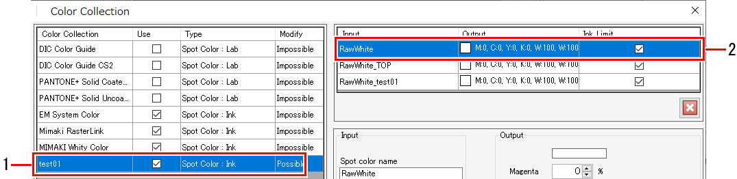 Color correction setting screen_