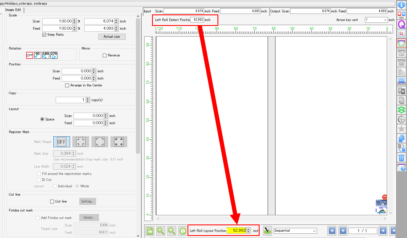 Left roll print origin input