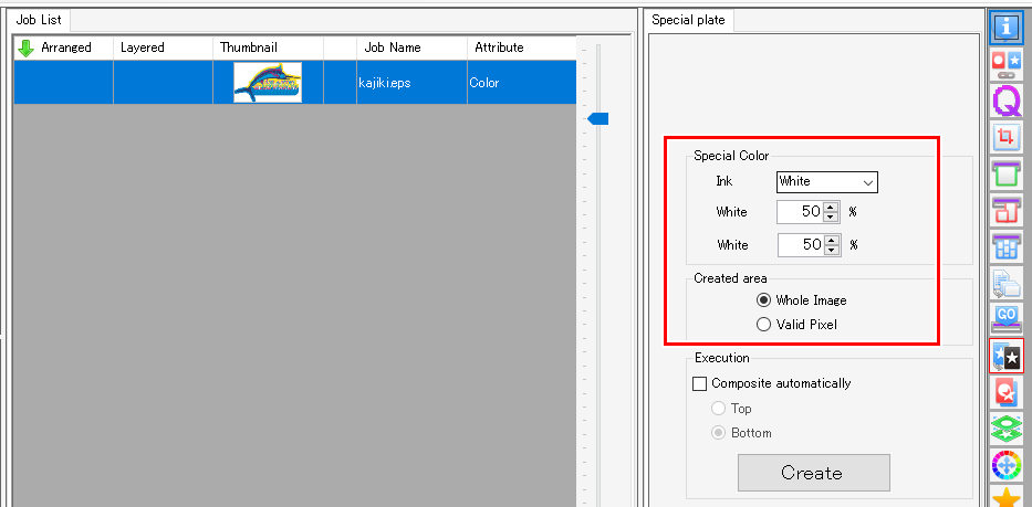 Automatic spot color job creation