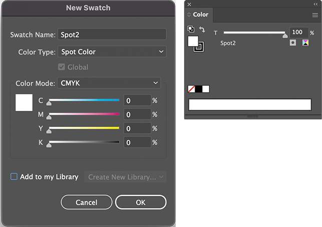 Object with spot color density set to 0%_