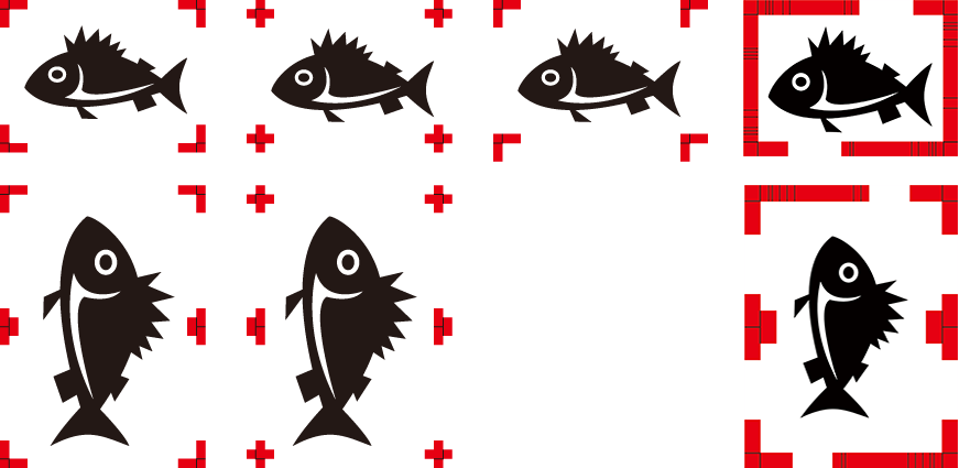 Illustration of filling in red around a register mark _