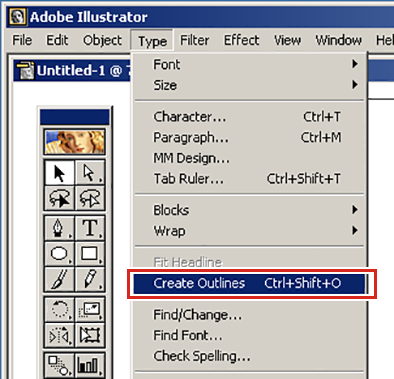 Font outline setting screen
