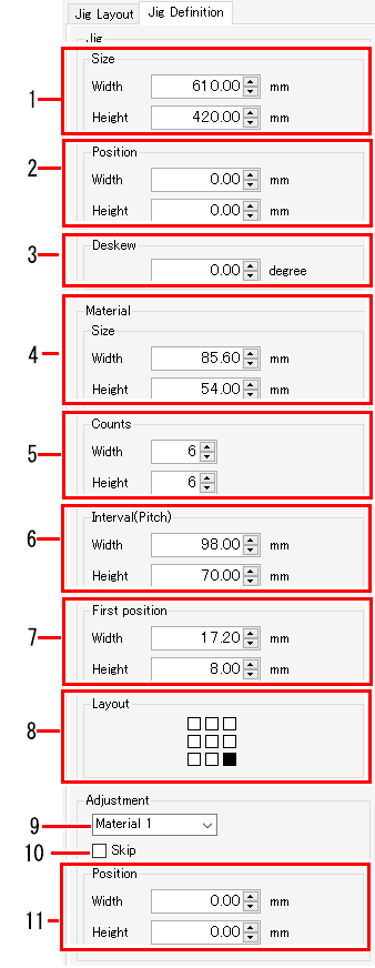 Configuration of jig edit tab_