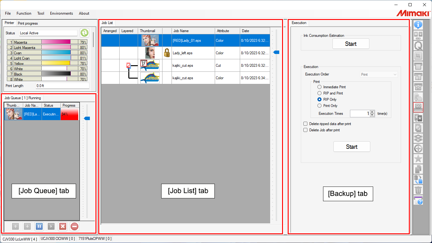 Execution screen configuration