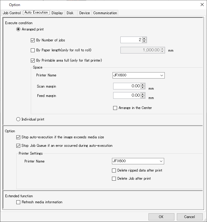 Auto run setting screen