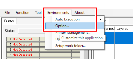 Display tab selection screen