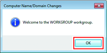 Confirmation of workgroup change screen