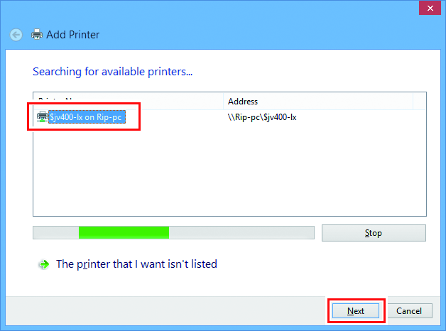 Add Printer screen