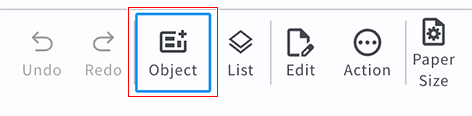 Tap an object on the toolbar_